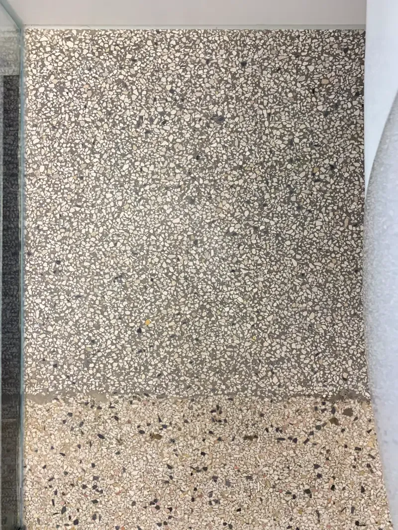 BAUKUNST – Baukosmetik Schweiz – Terrazzo – Vorher – Oberflächenreparatur – Freiburg