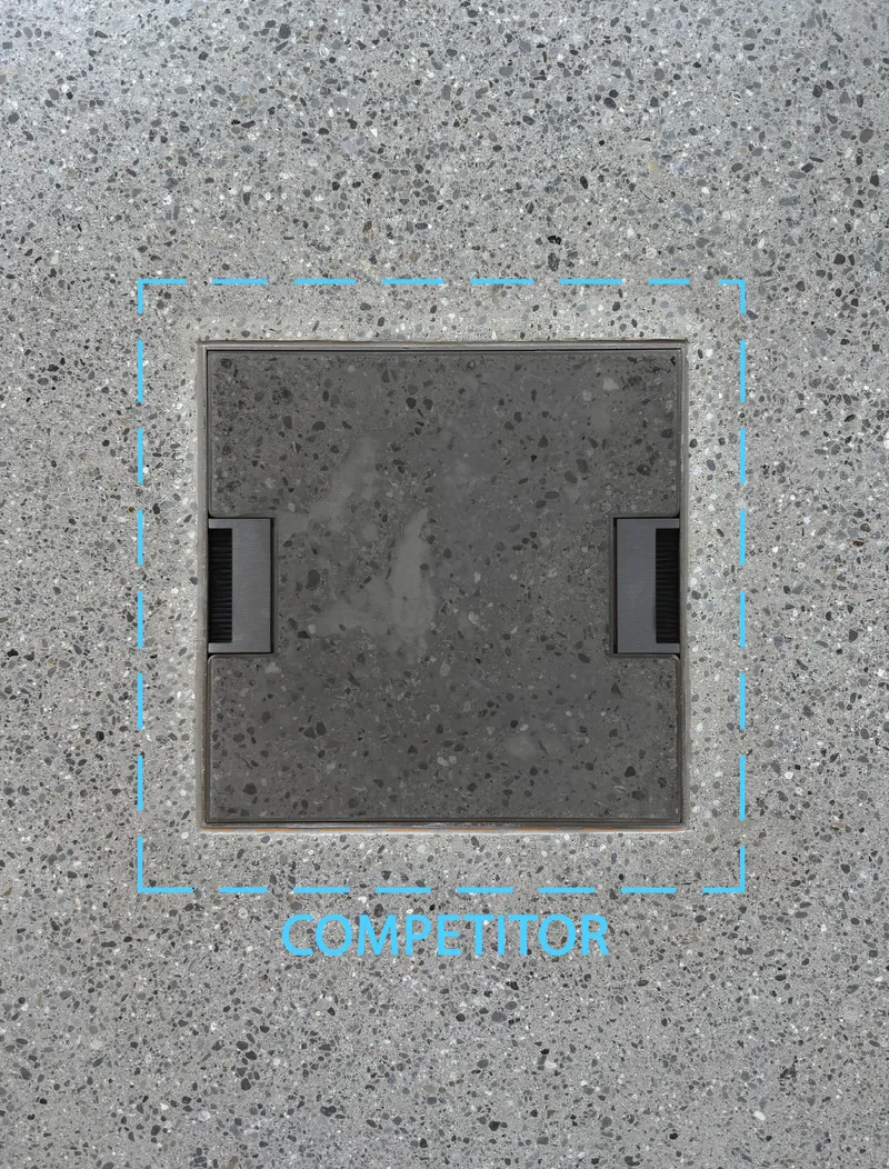 Mitbewerber Reparatur – Sichtbarer Rand von 2–3 cm um elektrischen Bodenschluss bei Sichtbeton-Boden